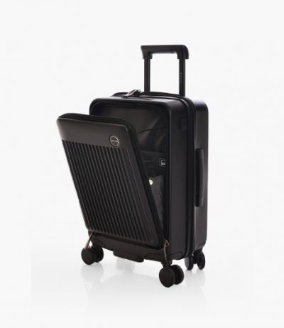 حقيبة سفر ترولي بفتحة أمامية مخصصة لكابينة الطائرة من ماجلان | قطعة واحدة | لون أسود